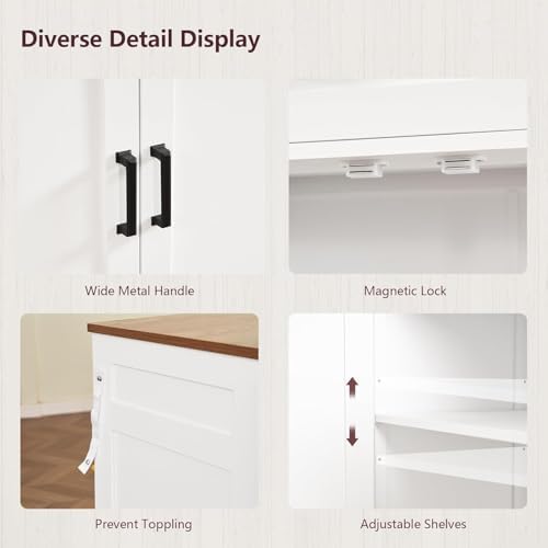 usikey 55" Buffet Cabinet with Storage and Drawers, Large Sideboard Buff...
