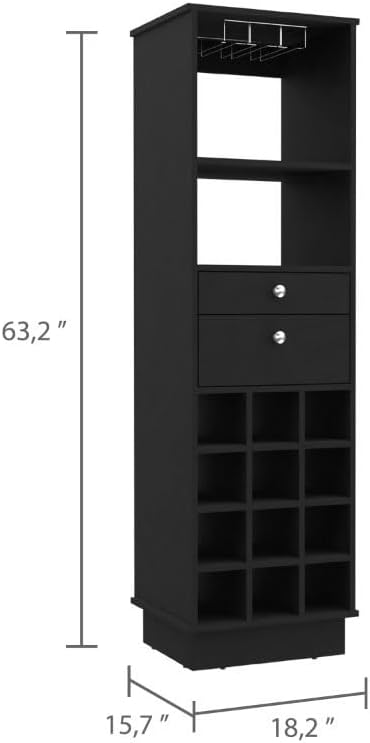 Classic Storage Cabinet with Two Drawers, Twelve Built-in Wine Rack Pantry Si...