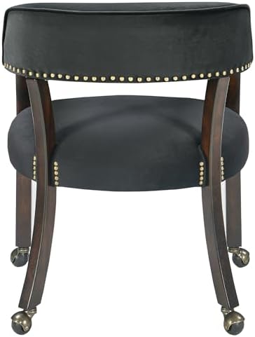 LEEMTORIG Set of 4 Large Dining Chairs with Casters and Arms, Rolling Dining ...