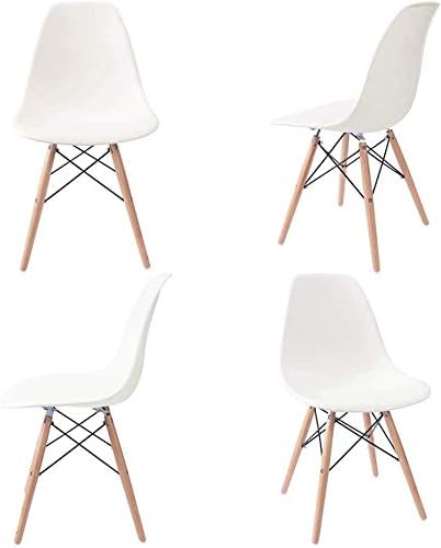 Devoko Modern Style Dining Chairs Mid Century Pre Assembled DSW Chair Classic Shell Lounge Plastic Side Chairs for Dining Room, Kitchen, Living Room Set of 4 (Cream)
