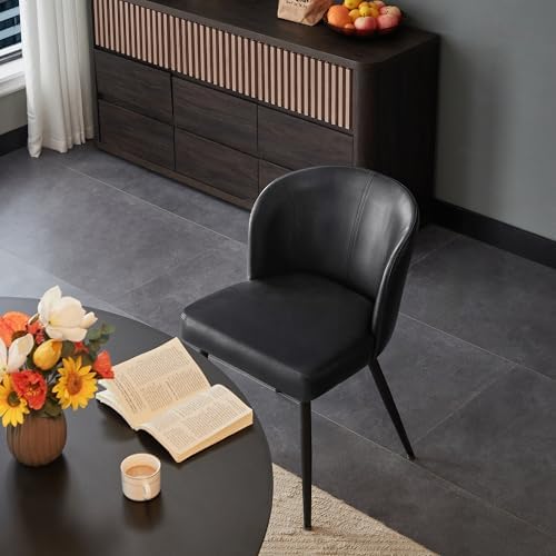 Susalt Upholstered Faux Leather Dining Chairs Set of 4, Black