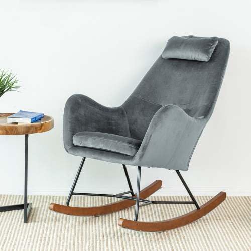 Upholstered Rocker, Mid Century Modern Gliding Accent Chair with Soft Foam Se...