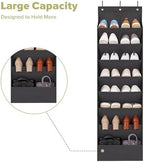 2 Pack Shoe Organizer with 6 Extra Large Pockets and 4 Large Pocket, Over the Door Sturdy Closet Storage Rack, Hanging Shoe Organizer for Shoes, Sneakers, Black