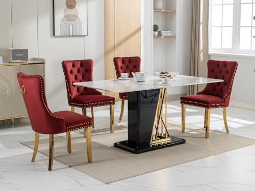 Aoowow Velvet Upholstered Dining Chairs Set of 2, Wingback Armless Side Chair...