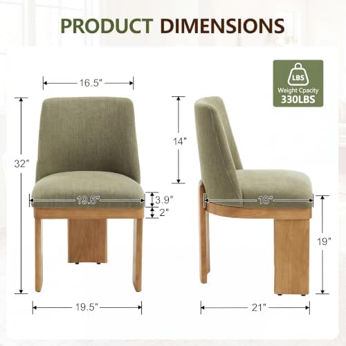 RIVOVA Upholstered Dining Chairs Set of 2, Modern Wooden Dining Room Chair Li...