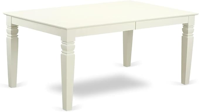 East West Furniture LGDA5-LWH-29 5 Piece Dining Set Consists of a Rectangle Wooden Table with Butterfly Leaf and 4 Polyester Fabric Upholstered Chairs, 42x84 Inch, linen white
