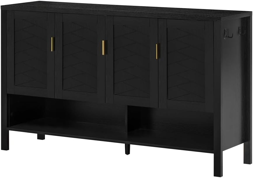 U_STYLE 55.1''Storage Sideboard with 4-Doors,Multi Functional Buffet ...