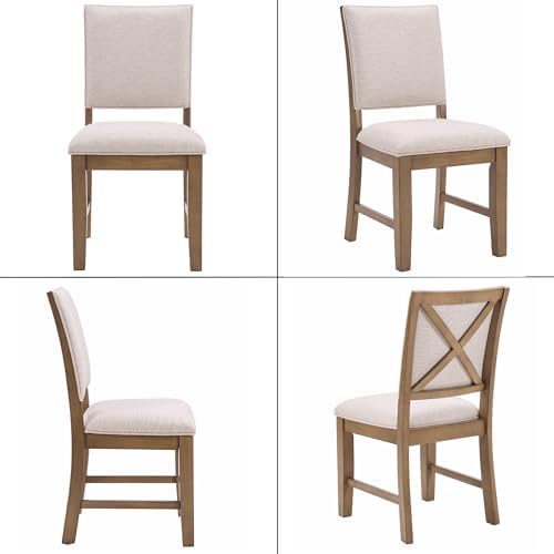 Upholstered Dining Chairs Set of 6 Farmhouse Kitchen Chairs with Cross Back A...