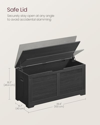 VASAGLE Storage Chest, 39.4 Inches Width Bench with 2 Safety Hinges | Farmhou...