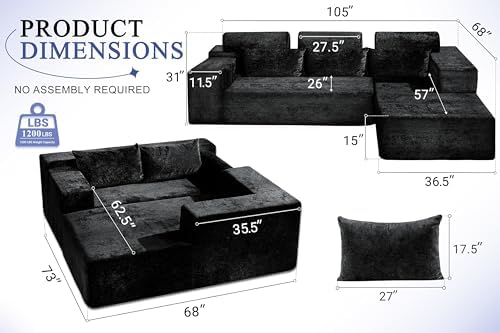 HABUTWAY 105" L-Shape Modular Sectional Sofa Couch for Living Room,No As...