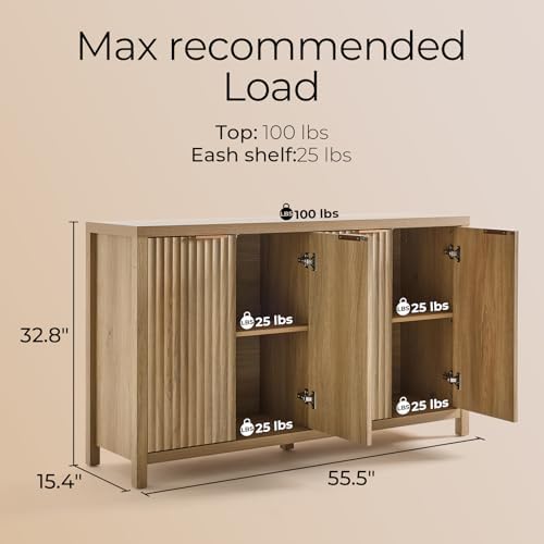OAKHAM HOME Buffet Cabinet 56" Golden Oak