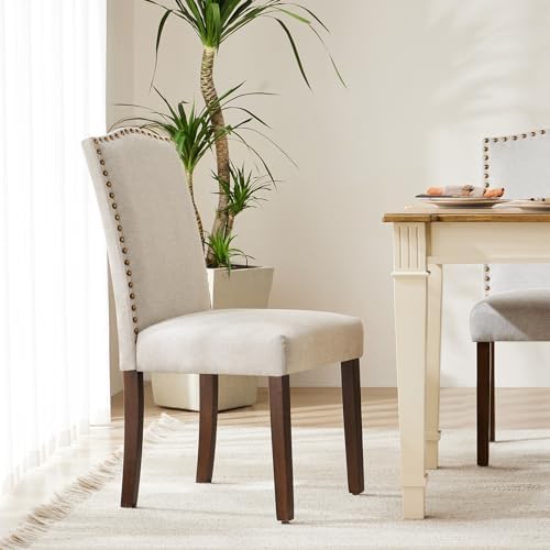 DUMOS Dining Chairs Set of 4, Upholstered Accent Chair, Beige