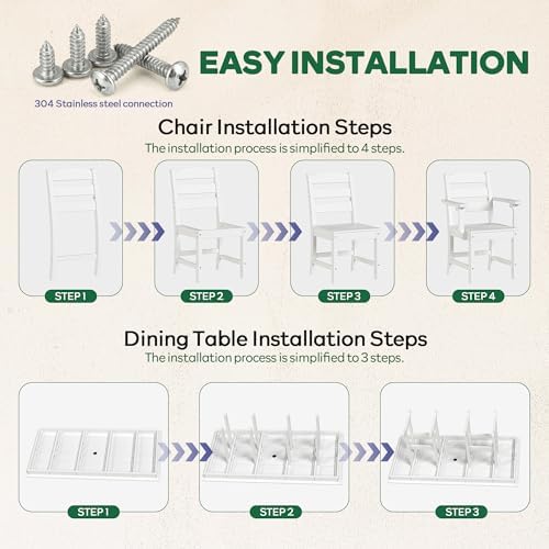HOPUBUY 7 Pieces Patio Dining Set for 6, 71" HDPE All-Weather Patio Tabl...