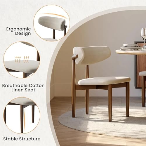 POVISON Modern Dining Room Chairs Set of 6, Armless Cotton Linen Dining Chair...