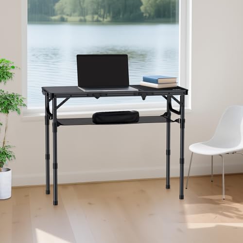 Anbte Folding Camping Table with Storage Net, 3ft Portable Table, 35" x ...