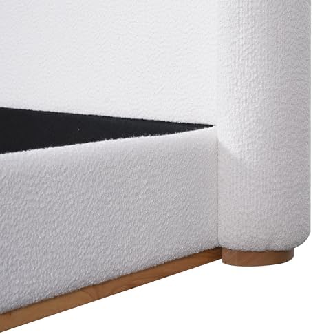 King Size Bed Frame, Rounded Wingback Headboard, Boucle Fabric