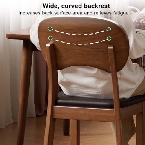 Etlegor Wood Dining Chair with Curved Backrest, Mid Century Modern Makeup Sto...