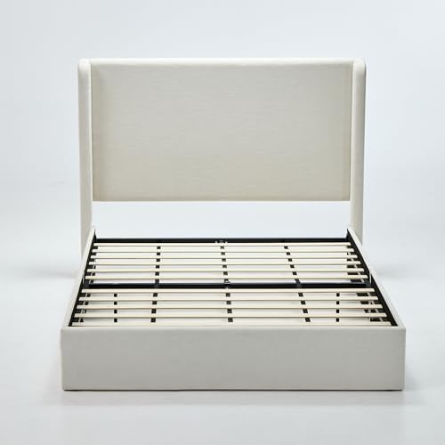 Queen Size Upholstered Platform Bed Frame, 54" High Headboard Carmen Win...