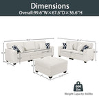 Legend Vansen Oversized Modular Sectional Sofa,U/L‑Shaped Reversible Couch with Ottoman,Deep Seat Plush Polyester Sofa for Living Room,6‑Seater,Cream