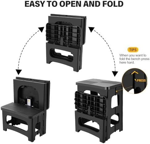 Folding 2-Step Stool for Adults, Non-Slip Collapsible Footstool for Office