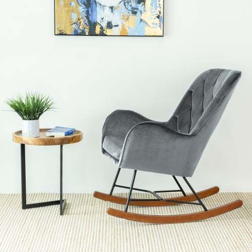 Upholstered Rocker, Mid Century Modern Gliding Accent Chair with Soft Foam Se...