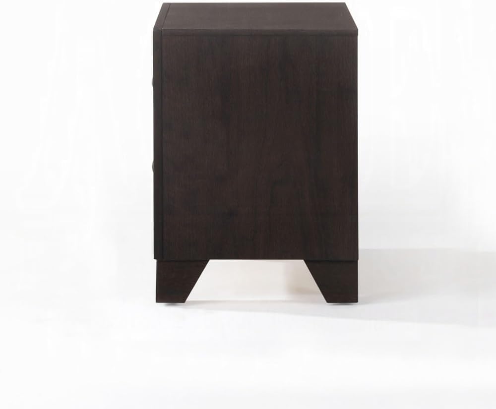 Nightstand with 2 Drawers in Espresso Finish,for Small Spaces