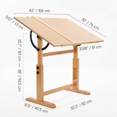 MEEDEN Extra-Large Wood Drafting Table: 42" x 30" Artist Drawing Ta...