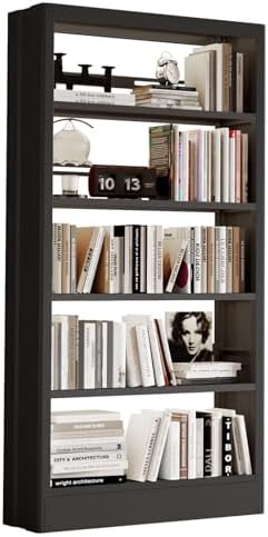 71"H Metal Bookshelf, 5 Tier Bookcase with Adjustable Shelves, Tall Book...