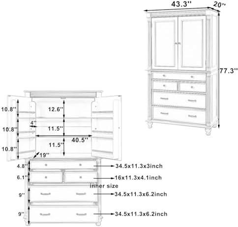 JIVOIT 77.3-inch Tall Large Kitchen Pantry with 6 Door Shelves, 2 Adjustable ...
