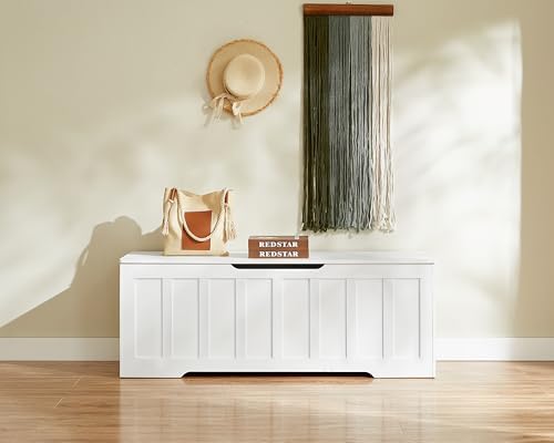 VANKILEY 51.2" Storage Chest Extra Large,Wooden Storage Bench,White | Ch...