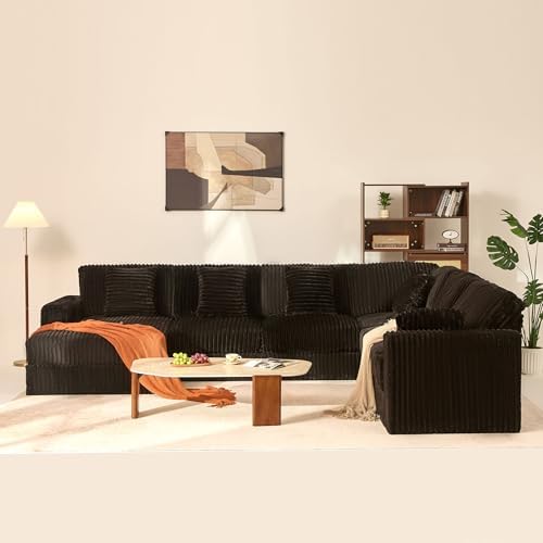 GOSUHI 139" U-Shaped Cloud Couch, Modular Sectional, Deep Seats, Black |...