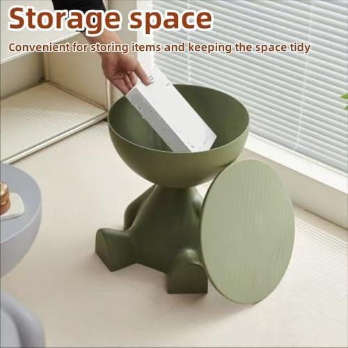 Side Table, Bedside Table with Storage, Round End Table, Balcony Table, Suita...