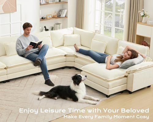 145" Oversized Modular Sectional Sofa U-Shaped Corner Cloud Couch with O...