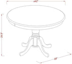 East West Furniture HBDU5-MAH-C 5 Piece Modern Dining Table Set Includes a Round Wooden Table with Pedestal and 4 Linen Fabric Dining Room Chairs, 42x42 Inch, Mahogany