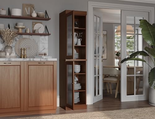 Palace Imports Solid Wood Kitchen Pantry Cabinet w/Frosted Glass Doors - Narr...