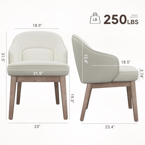 MALOL Dining Chairs Set of 2 with Lumbar Support,Fabric Upholstered Kitchen C...