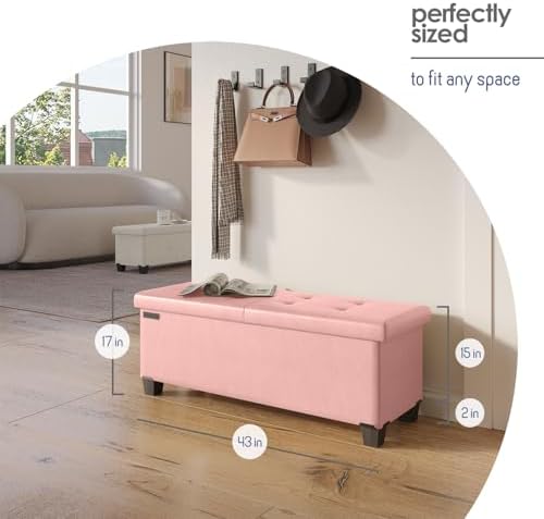 Storage Ottoman Bench with Bins, 43-in Storage Bench for Bedroom End of Bed, ...