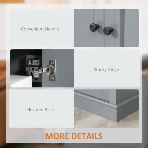 HOMCOM Sideboard Buffet Cabinet, Coffee Bar Cabinet with 2 Drawers, Gray