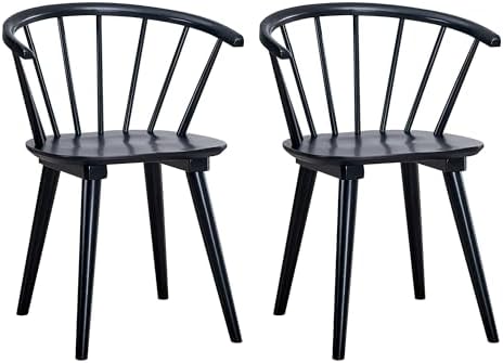 DUHOME Wooden Black Dining Chairs Set of 2,Windsor Dining Room Chairs