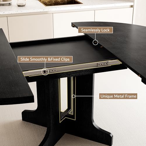 iPormis 5-Piece 59" Extendable Dining Table Set for 4, Chairs/Benches,Black