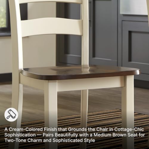 Signature Design by Ashley Ladder Back Dining Chairs Set of 2, Cream/Brown