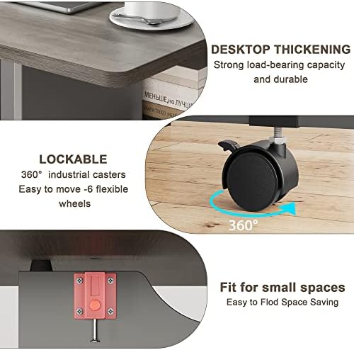 IDEALHOUSE FoldingTable, Drop Leaf Dining Table with 6 Wheels and 2-Layer Sto...