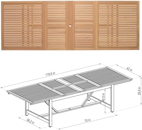 Amazonia Franklin 9-Piece Rectangular Extendable Patio Dining Set Teak Finish...