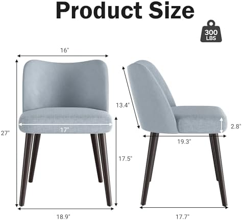 Modern Fabric Upholstered Dining Chairs Mid Century Farmhouse Dinner Chair wi...