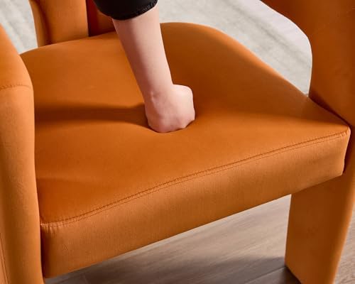 VESCASA Modern Barrel Dining Chairs Set of 4 with Open Back, Orange Velvet | ...