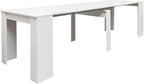 KEIKI 20-118.5"L Extendable Foldable Dining Room Table for 1-10 People, Wood Multifunctional Rectangle Expandable Console Kitchen Living Meeting Room Furniture, 6 Tabletop Length Options, Marble White