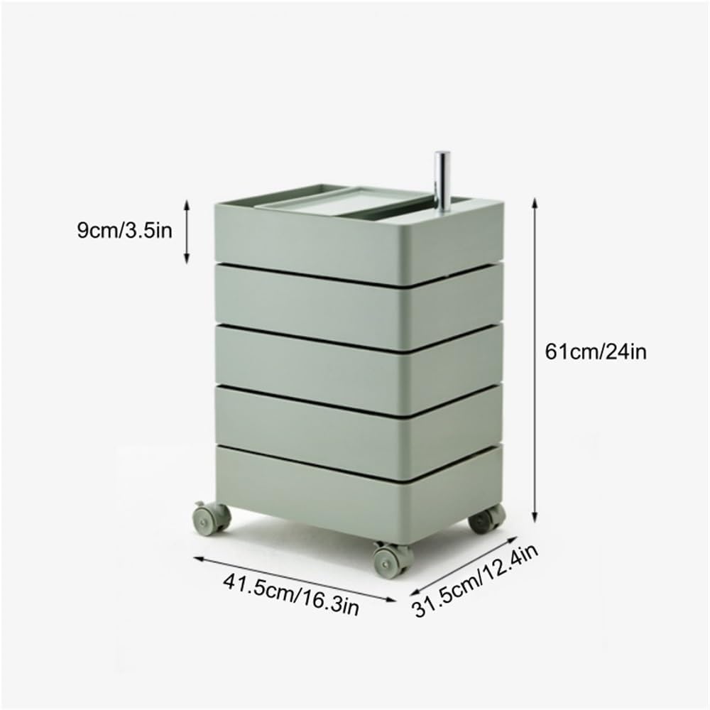 Utility Cart 360° Rotating Bedside Table Side Tables with Storage Drawer and ...