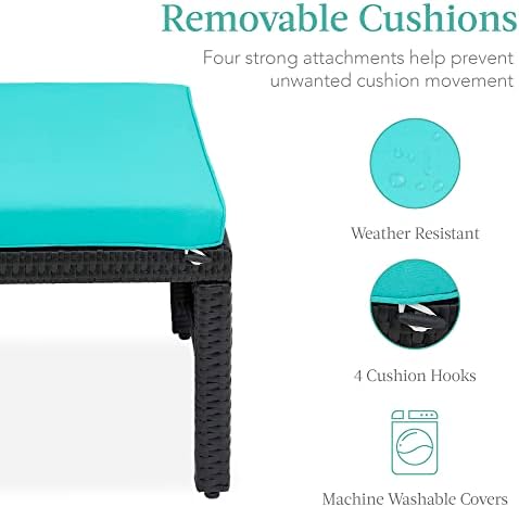Best Choice Products Set of 2 Wicker Ottomans, Multipurpose Outdoor Furniture...