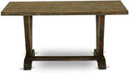 East West Furniture VT776 V-Style Kitchen Dining Table - a Rectangle Wooden Table Top with Stylish Legs, 36x60 Inch, Distressed Jacobean