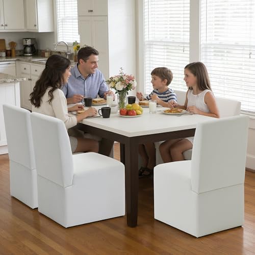 RNKSFX Modern White Upholstered Dining Chairs Set of 2, Kitchen & Dining ...